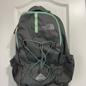 The North Face Charcoal Backpack with Mint Highlights